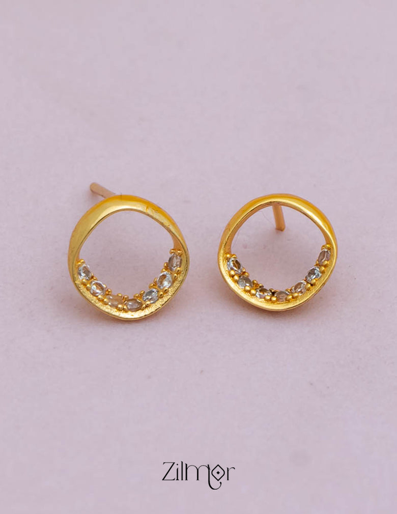 PE101847  - Gold tone AD Stone Combo stud Earrings 3-Zilmor