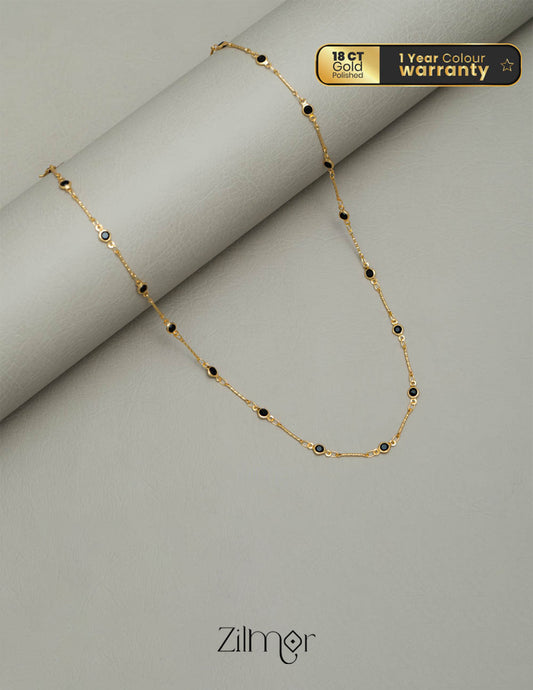 PE101858 Semi Precious Black stone daily wear necklace