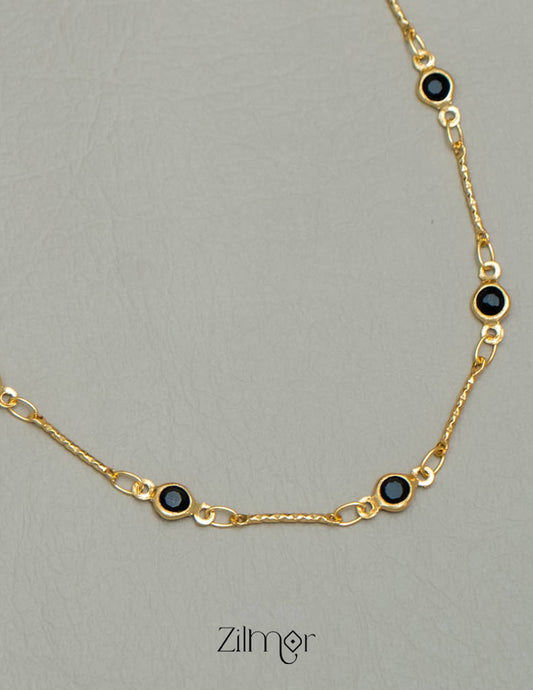 PE101858 Semi Precious Black stone daily wear necklace