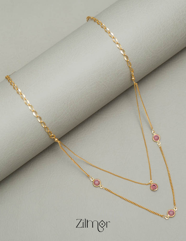 PE101860 Red Ruby double layer Necklace 4-Zilmor