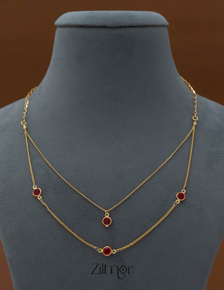 PE101860 Red Ruby double layer Necklace 2-Zilmor