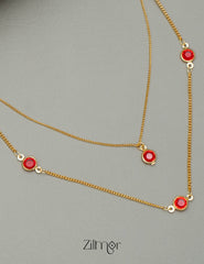 PE101860 Red Ruby double layer Necklace 3-Zilmor
