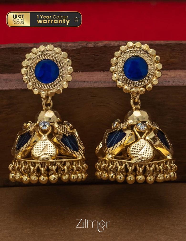 PP100955 - Gold tone Palakka Jumkha  Earrings 1-Zilmor
