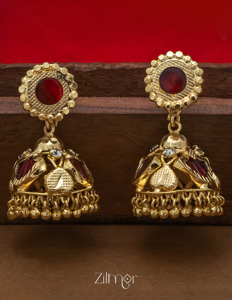 PP100955 - Gold tone Palakka Jumkha  Earrings 4-Zilmor