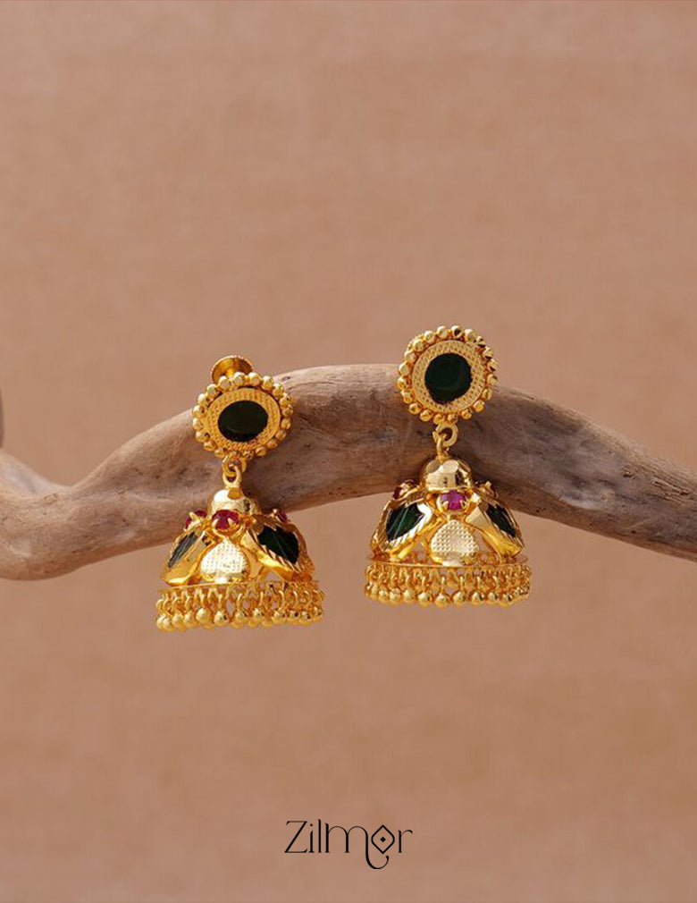 PP100955 - Gold tone Palakka Jumkha  Earrings 3-Zilmor