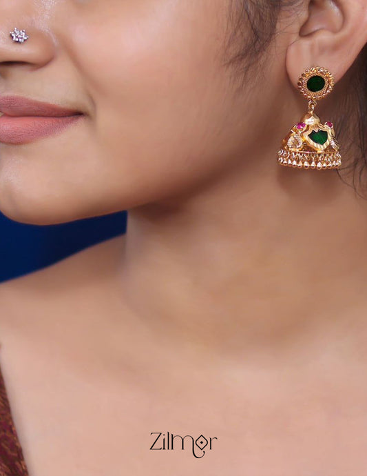 PP100955 - Gold tone Palakka Jumkha  Earrings 2-Zilmor