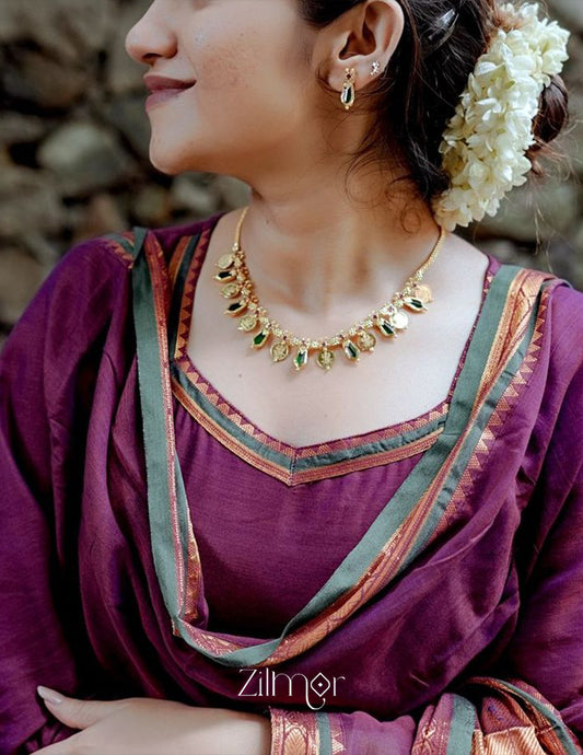 KY1011774- Gold tone Lakshmi coin & Nagapadam Necklace Earrings with Bangle set combo
