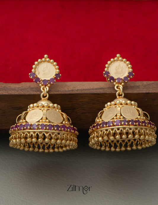 PP101862 -Gold Plated Kaashu Lakshmi Jumkha Earrings 1-Zilmor
