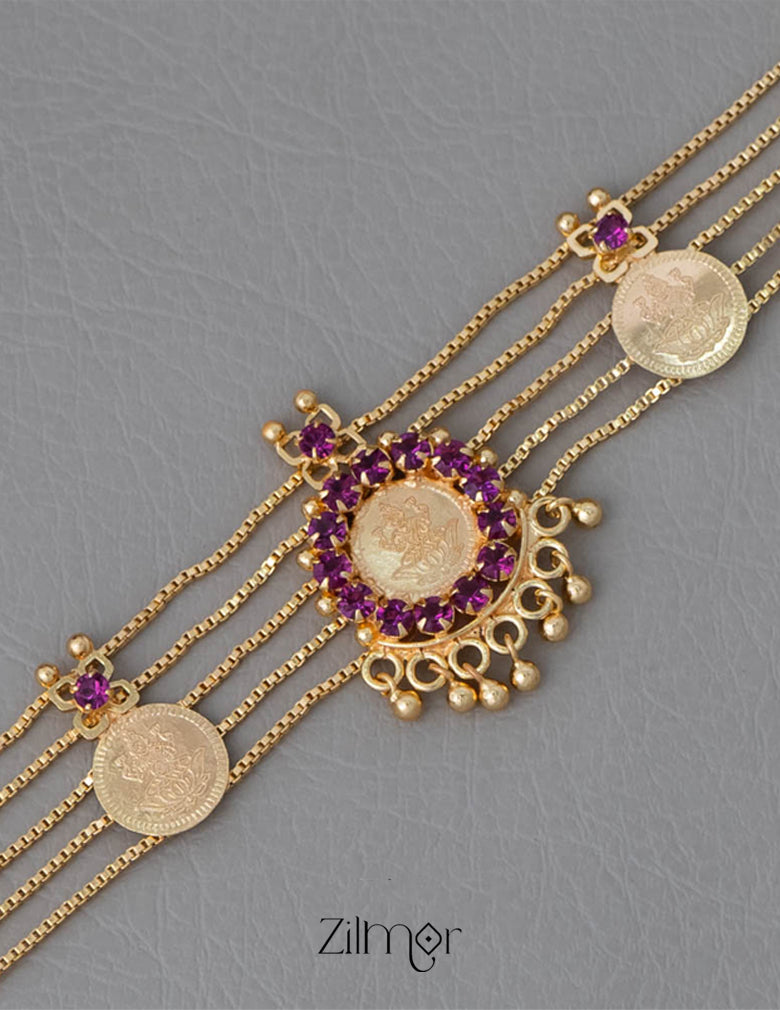 PP101986 - Gold tone Kashu Lakshmi choker with matching Earring 3-Zilmor