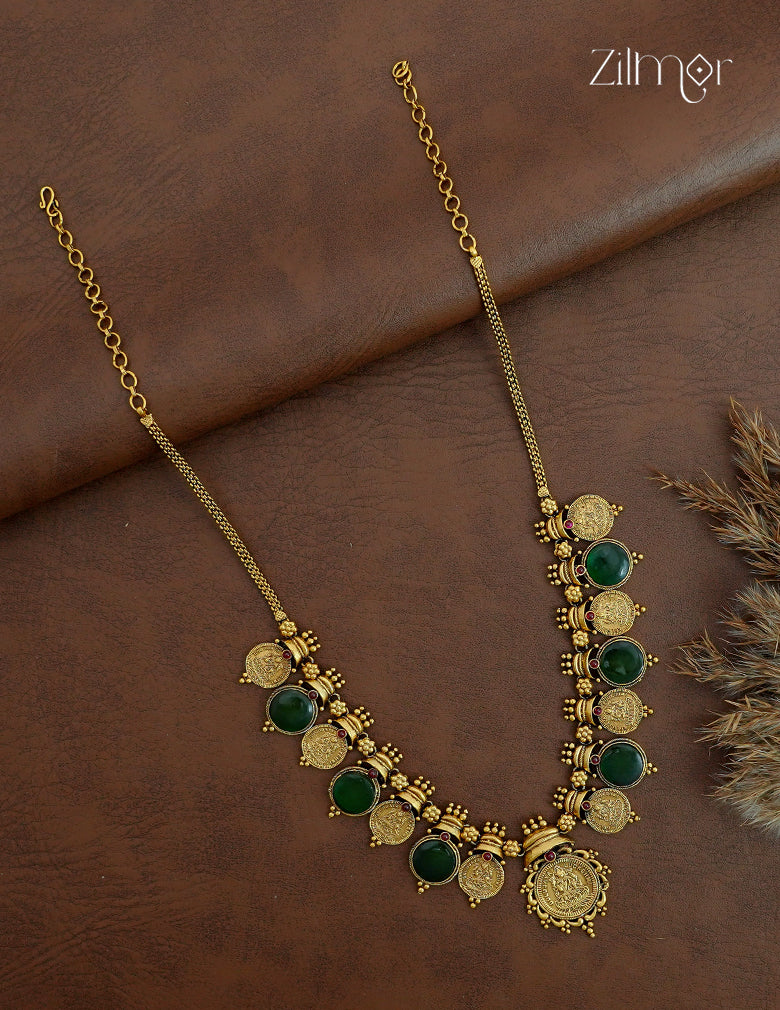 Palakka Kaashu Lakshmi Antique Gold Necklace – ZS1012554