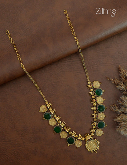 Palakka Kaashu Lakshmi Antique Gold Necklace – ZS1012554