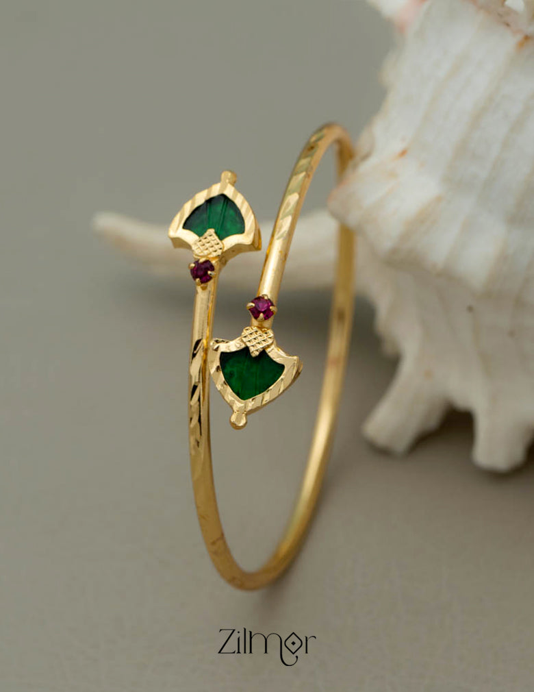 KY1011757- Gold tone Lakshmi coin &Palakka Kada Bangle Combo (color option) 5-Zilmor