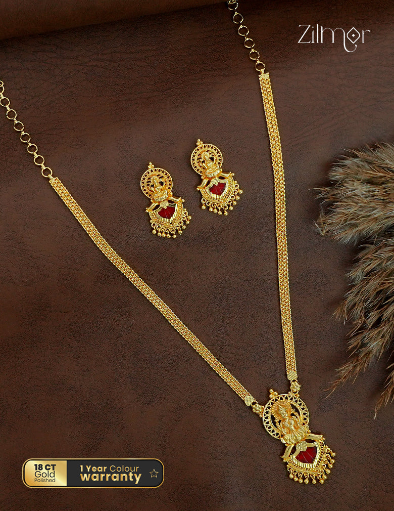 Palakka Lakshmi Pendant Necklace & Earring Set - ZG1012487