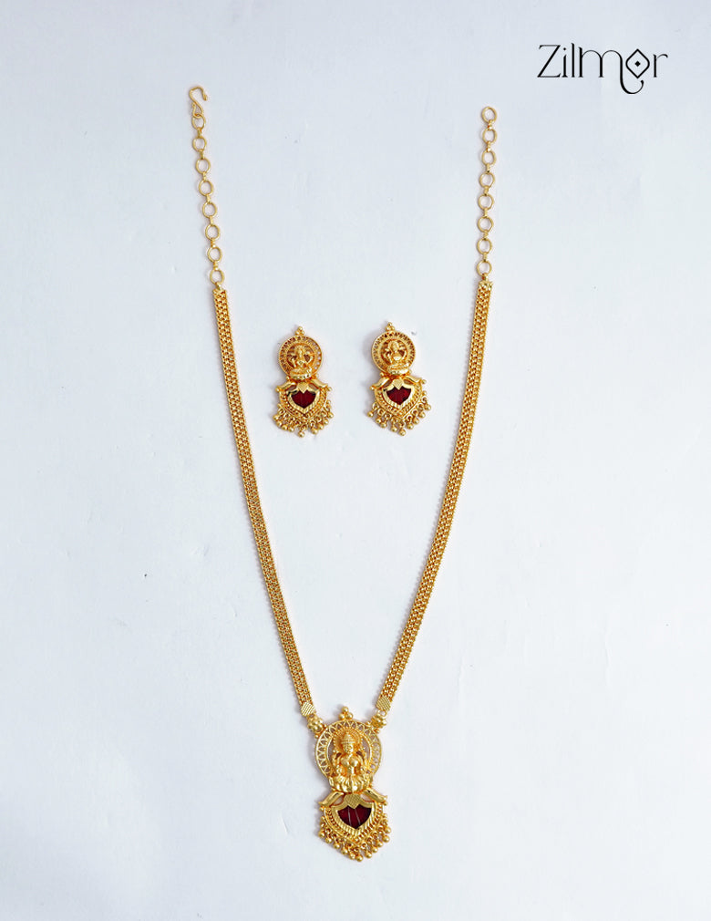Palakka Lakshmi Pendant Necklace & Earring Set - ZG1012487