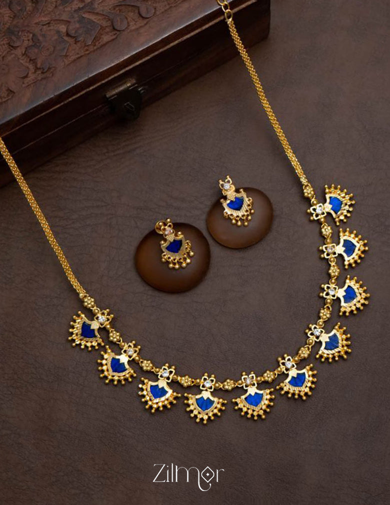 Palakka Short Haram Necklace with Earrings 3-Zilmor