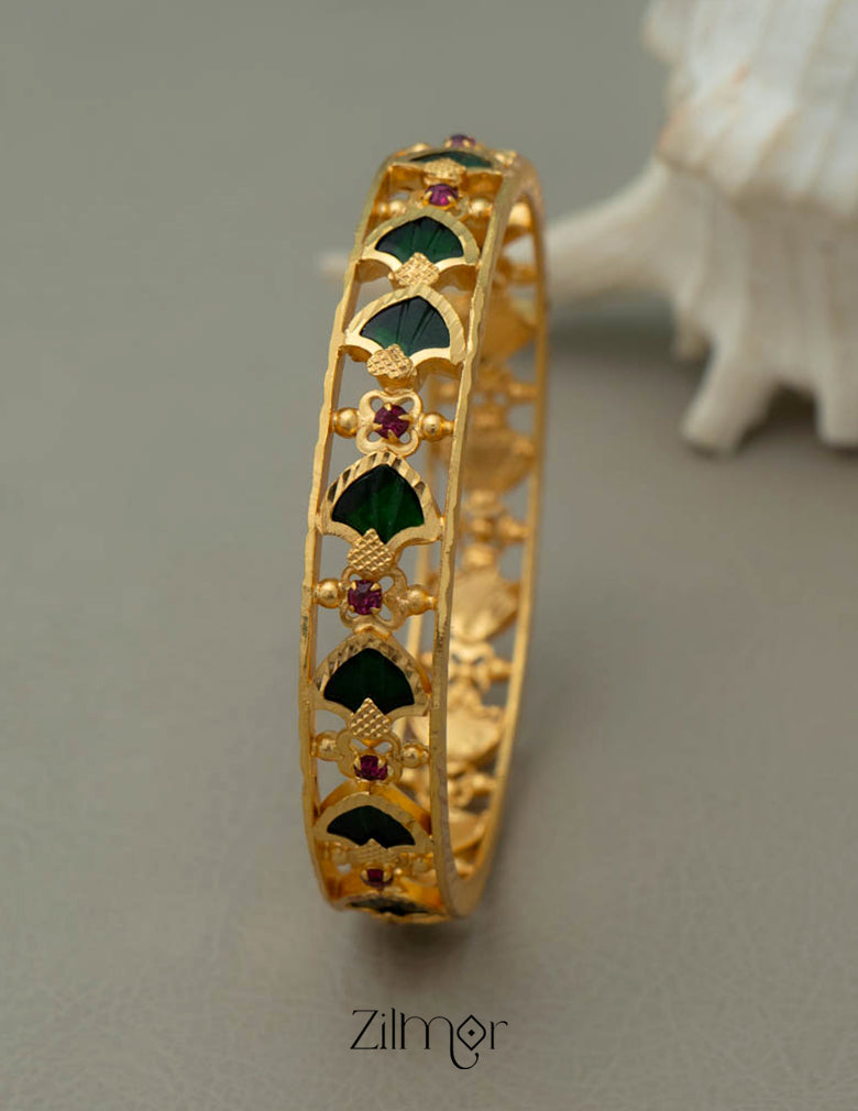 Gold Plated Palakka statement Bangle (color option) 3-Zilmor