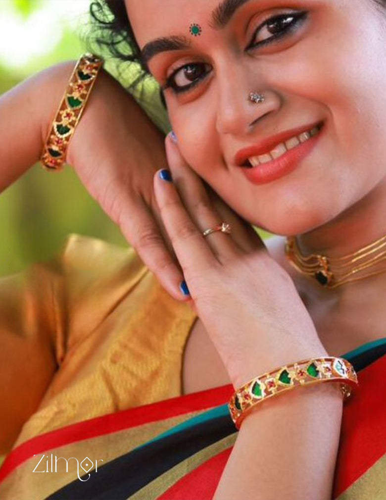Gold Plated Palakka statement Bangle (color option) 2-Zilmor