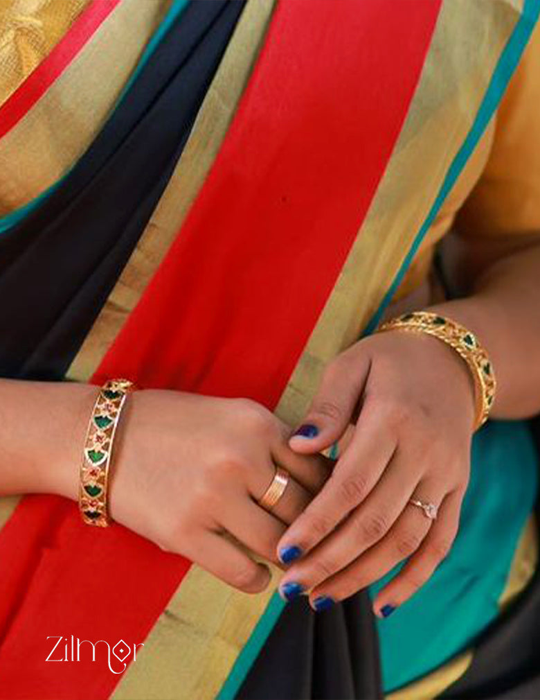 Gold Plated Palakka statement Bangle (color option) 6-Zilmor