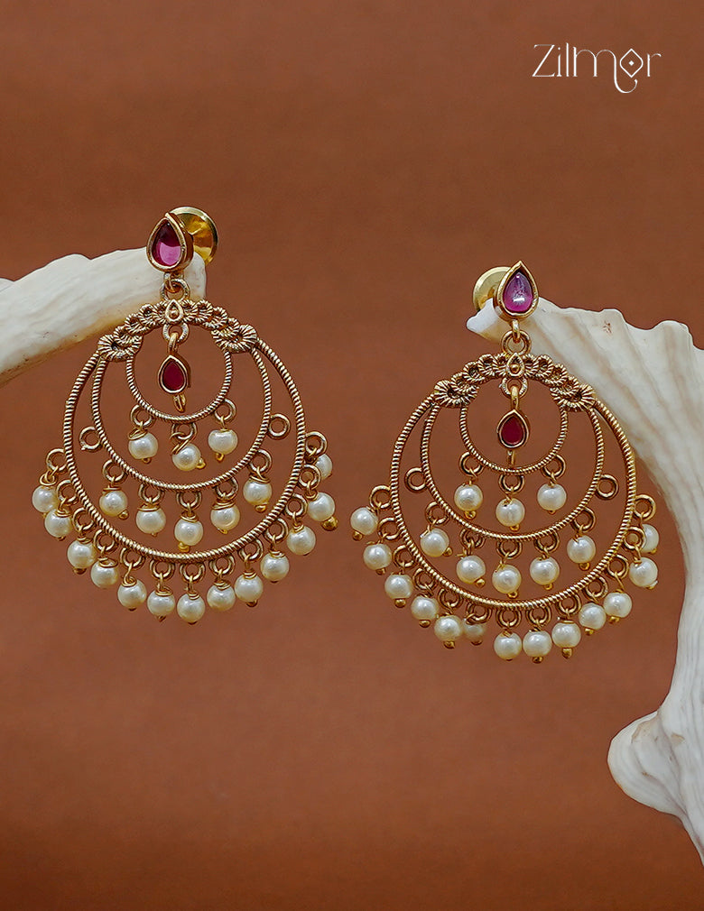 Pearl Hanging Chandbali Earrings -SC1013001
