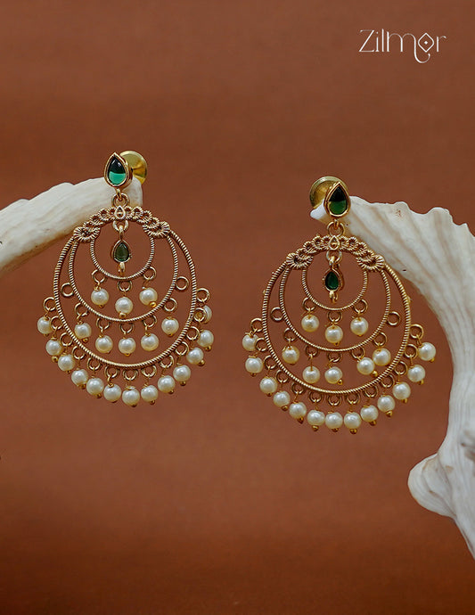 Pearl Hanging Chandbali Earrings -SC1013001