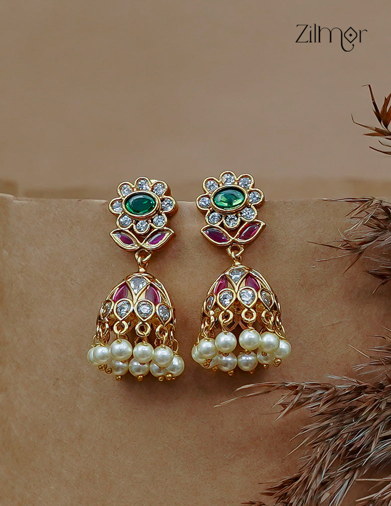 Pearl Hanging Jhumka Earrings - AF1012870