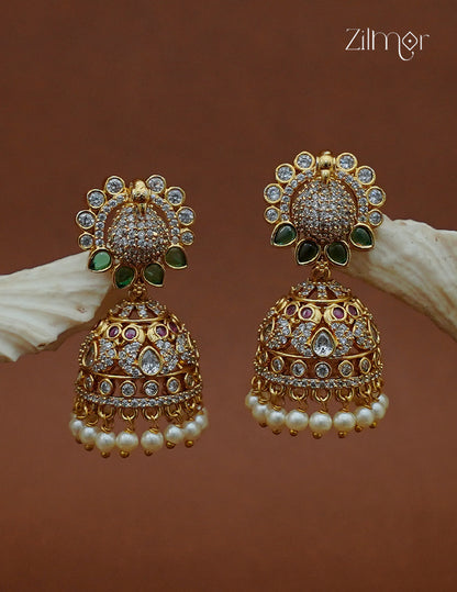 Pearl Hanging Jhumka Earrings - AF1012873