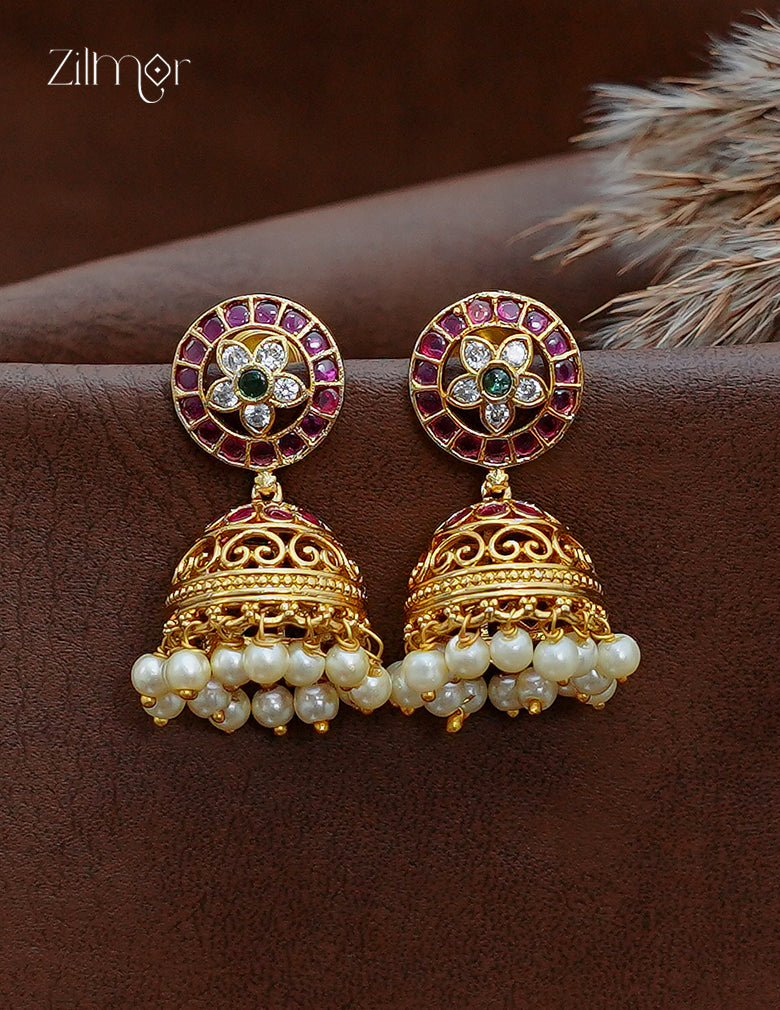 Pearl Hanging Jhumka Earrings - SC1012769