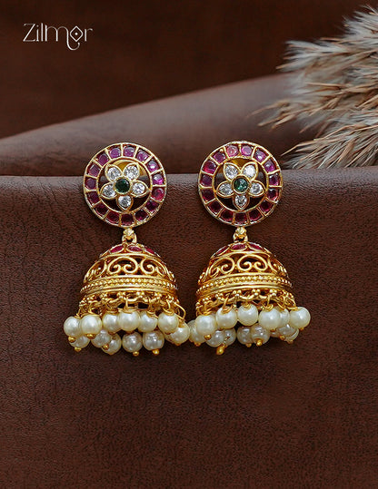 Pearl Hanging Jhumka Earrings - SC1012769