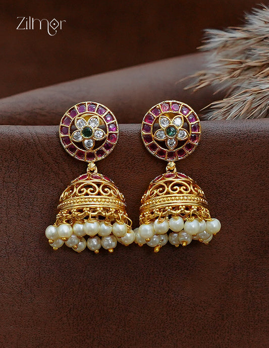 Pearl Hanging Jhumka Earrings - SC1012769