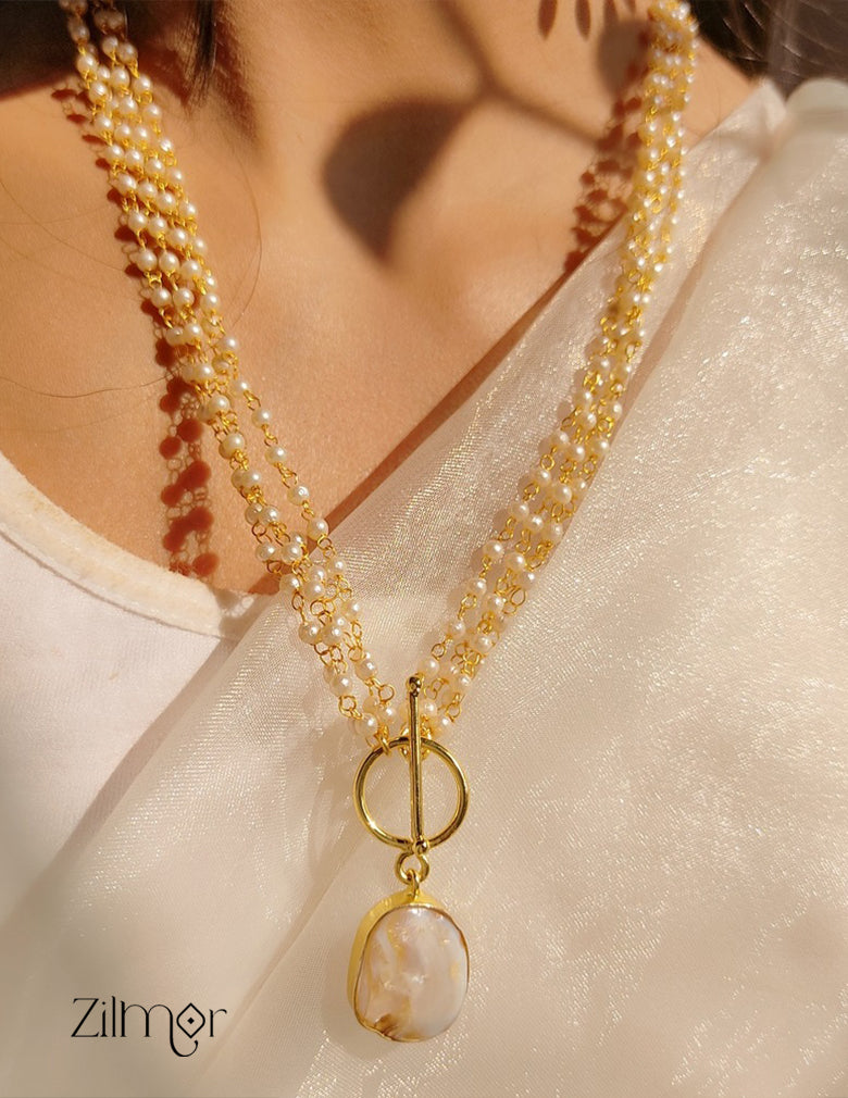 Pearl Layer Long Necklace - AS100428