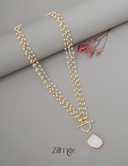 Pearl Layer Long Necklace - AS100428 1-Zilmor