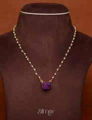 Pearl Necklace with Natural Stone Pendant  (color option) - AS100855 2-Zilmor