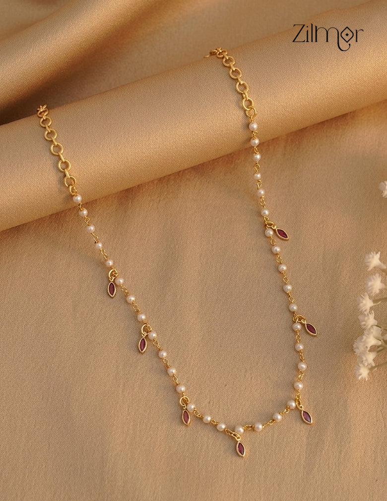 18k Goldplated Pearl With Semi Precious Stone Necklace - KY1012358