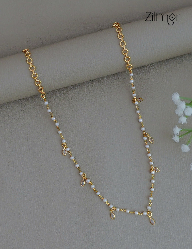 18k Goldplated Pearl With Semi Precious Stone Necklace - KY1012358
