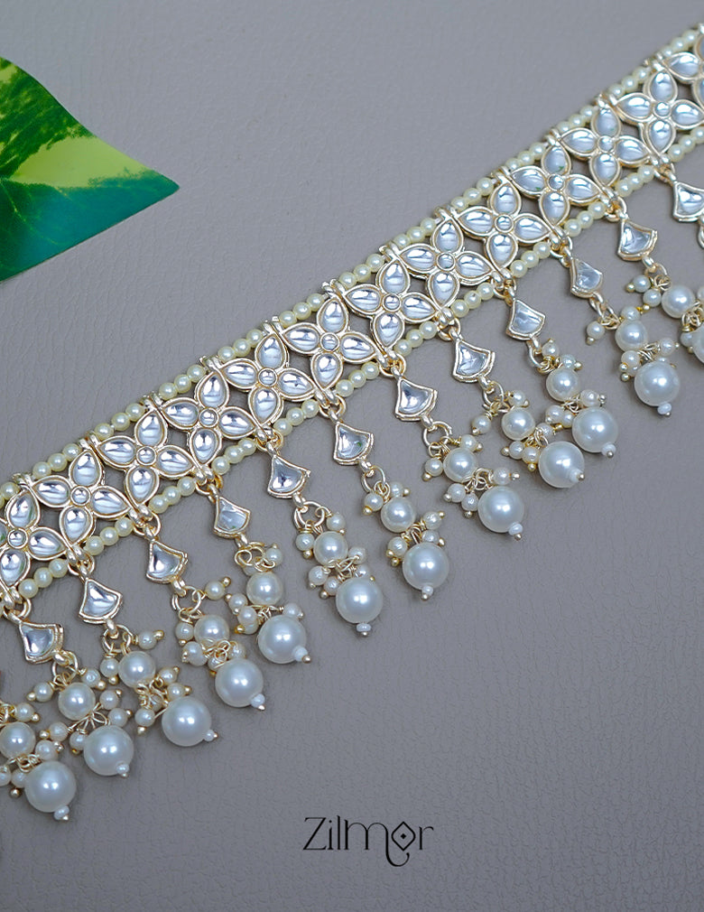 Pearl drop Kundan Choker Necklace Set - FS100866 2-Zilmor