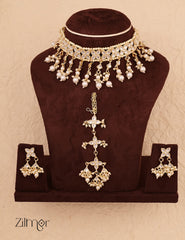 Pearl drop Kundan Choker Necklace Set - FS100866 3-Zilmor