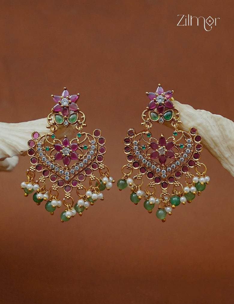 Premium Ad Stone & Kemp with Pearl Earrings - AF1012958