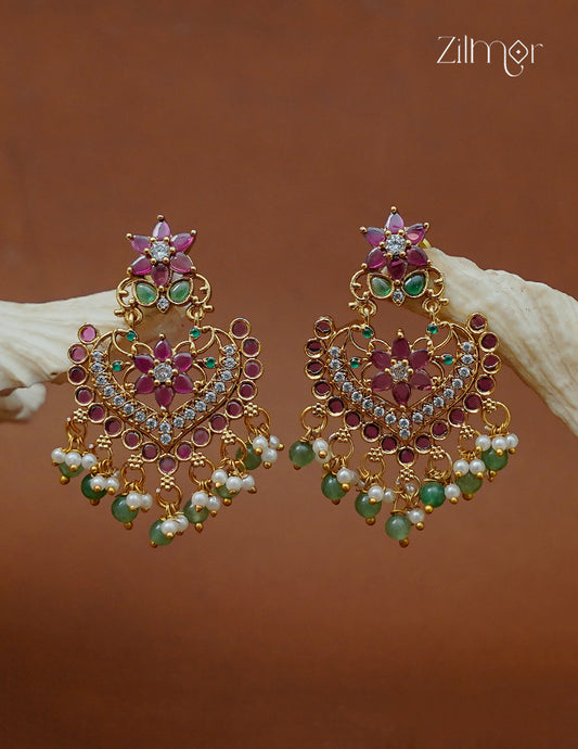 Premium Ad Stone & Kemp with Pearl Earrings - AF1012958