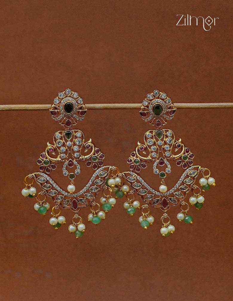 Premium Ad Stone & Kemp with Pearl Earrings - AF1012960