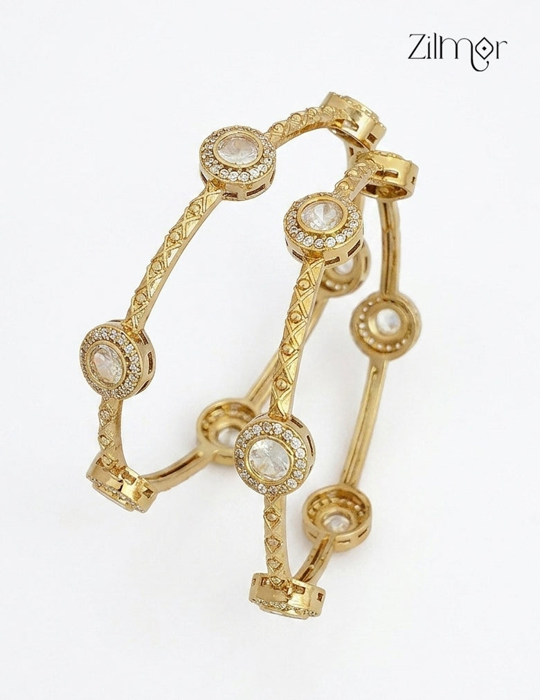 Premium Polki Stone Bangle Pair - KH1012407