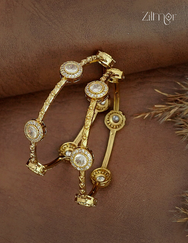 Premium Polki Stone Bangle Pair - KH1012407