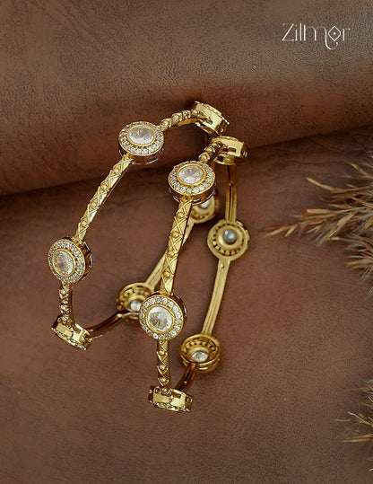 Premium Polki Stone Bangle Pair - KH1012407