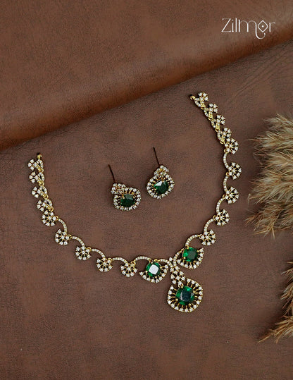 Premium Antique AD Stone Choker Necklace & Earring Set - ZL1012390