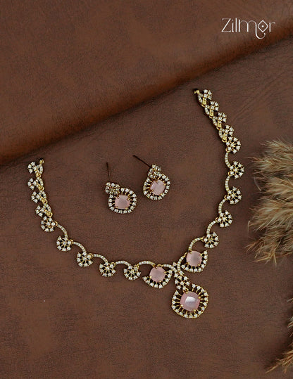 Premium Antique AD Stone Choker Necklace & Earring Set - ZL1012390