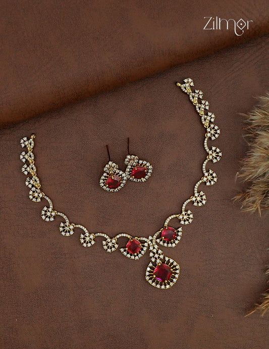 Premium Antique AD Stone Choker Necklace & Earring Set - ZL1012390