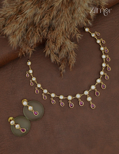 Premium Antique AD Stone Choker Necklace & Earring Set - ZL1012391