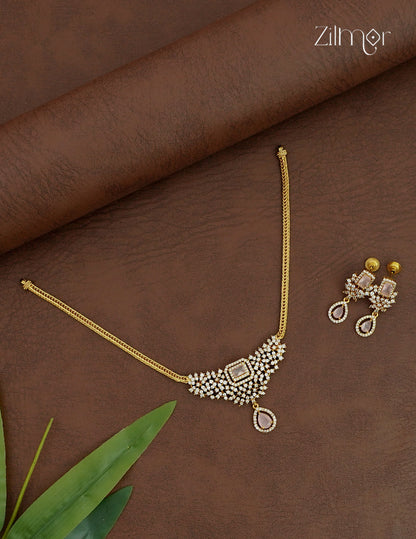 Premium Antique AD Stone Choker Necklace & Earring Set - ZX1012395
