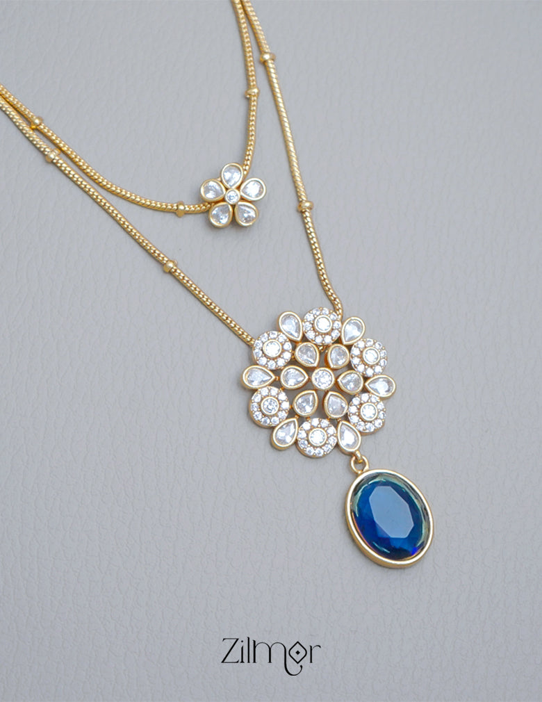 SN1011361 - Premium Antique AD Stone Layer Necklace with Earrings 3-Zilmor