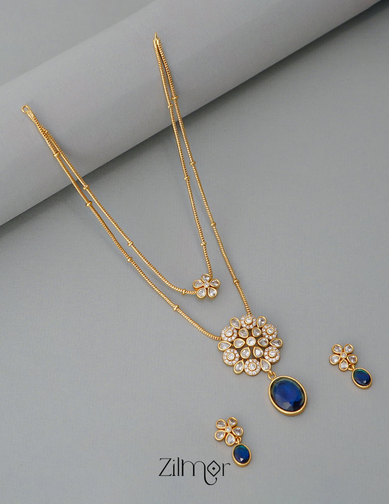 SN1011361 - Premium Antique AD Stone Layer Necklace with Earrings 7-Zilmor