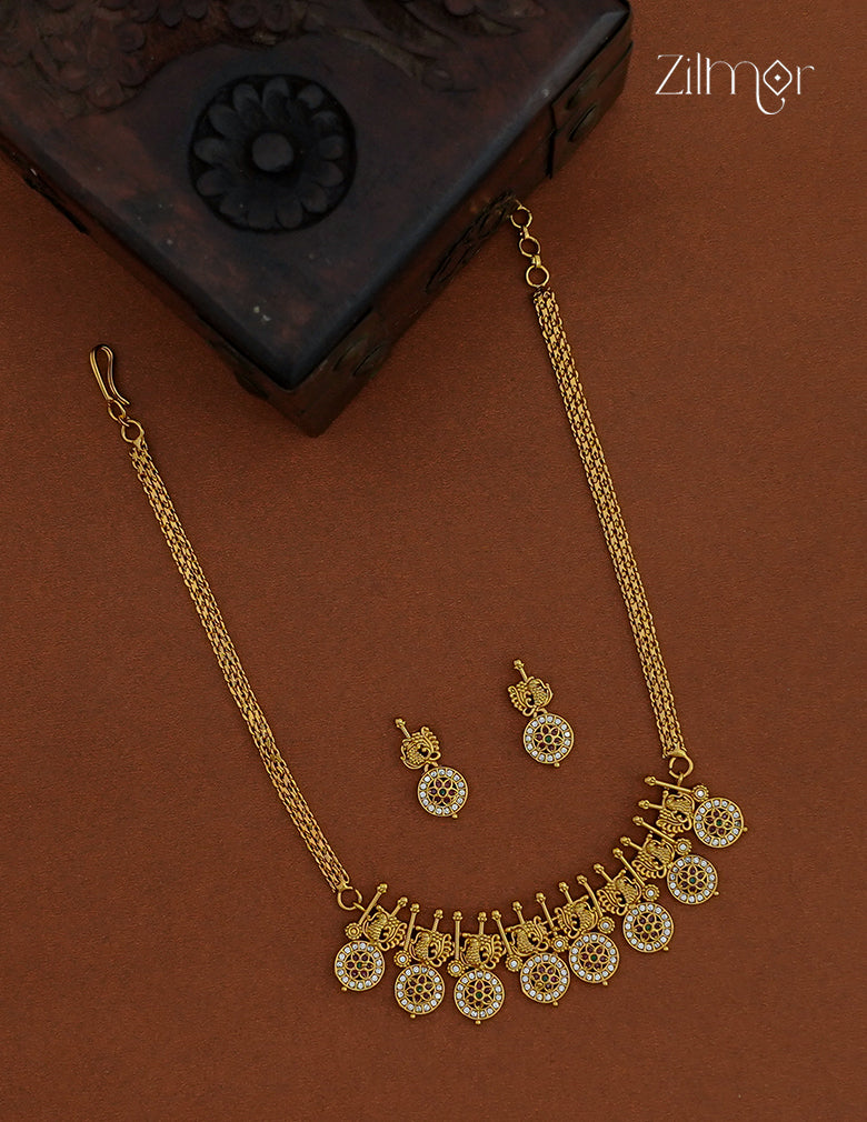 Antique AD Stone Necklace Earrings Set  - SN1012374